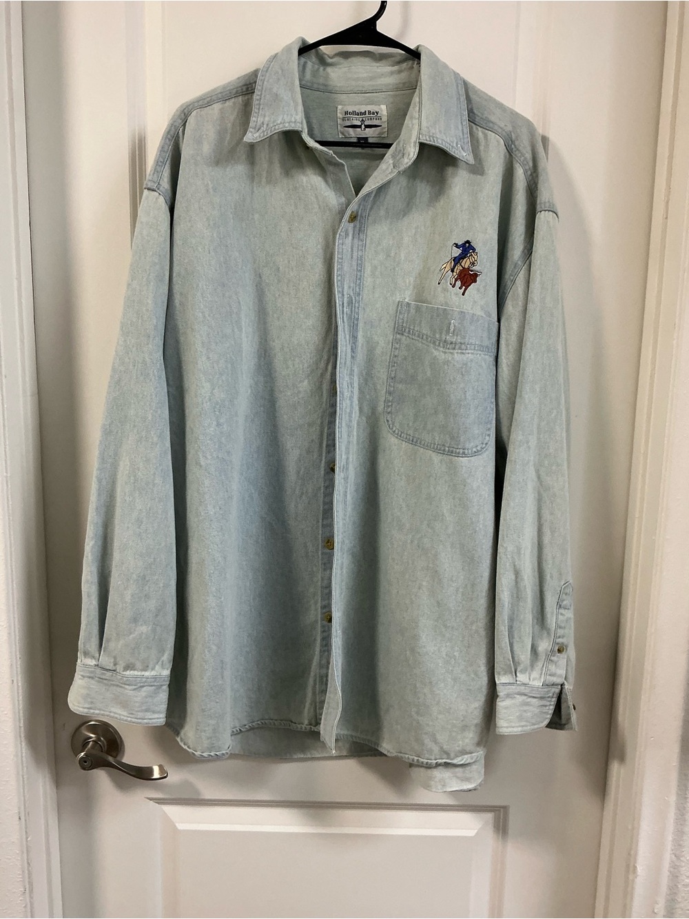 Vintage Holland Bay Clothing Company Acid Wash Denim Rodeo Button Up Shirt